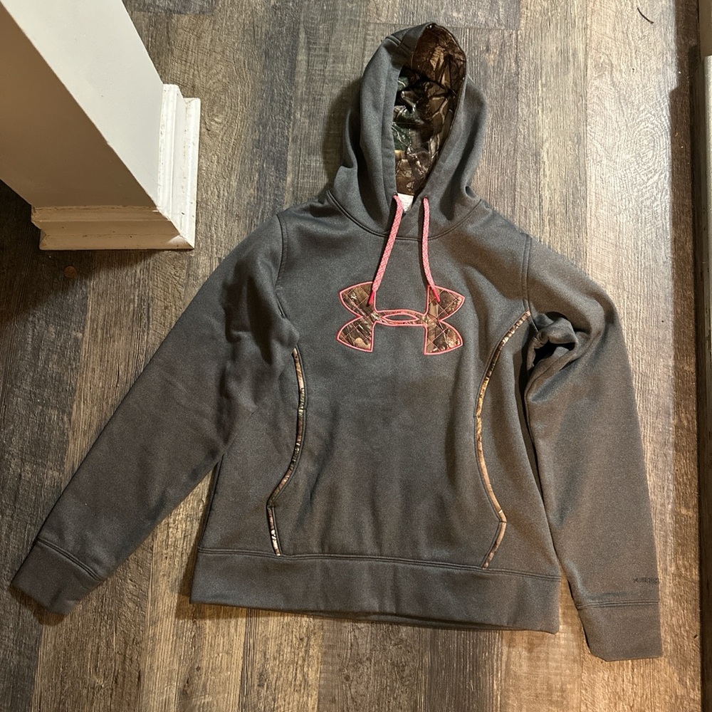 Under Armour Charcoal Camo Hoodie with Pink Accents